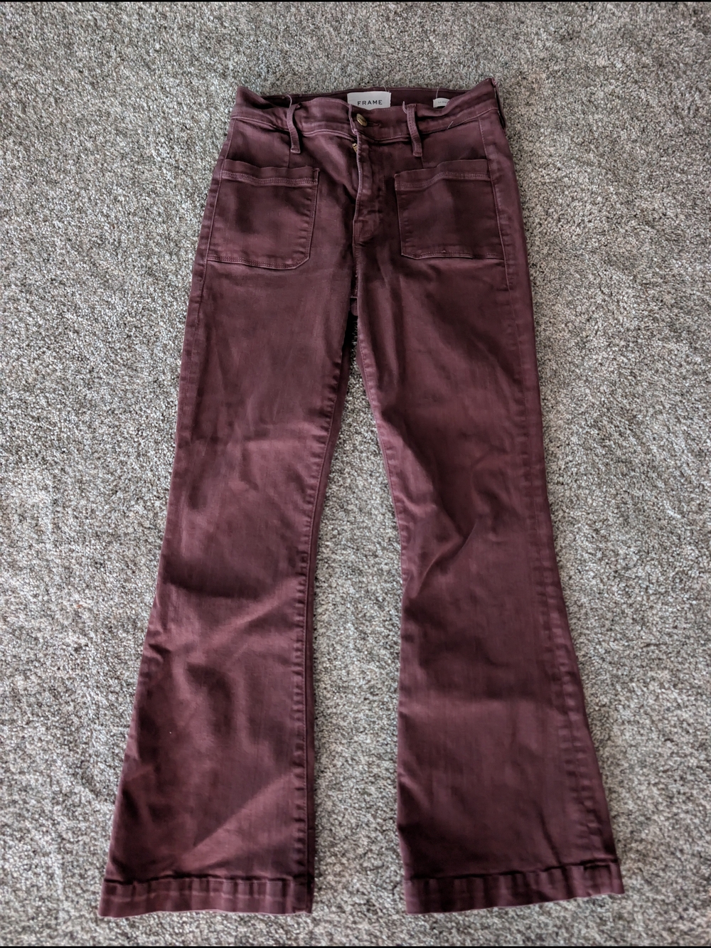 FRAME Le Bardot Crop Flare Jeans Plum Burgundy Size 25